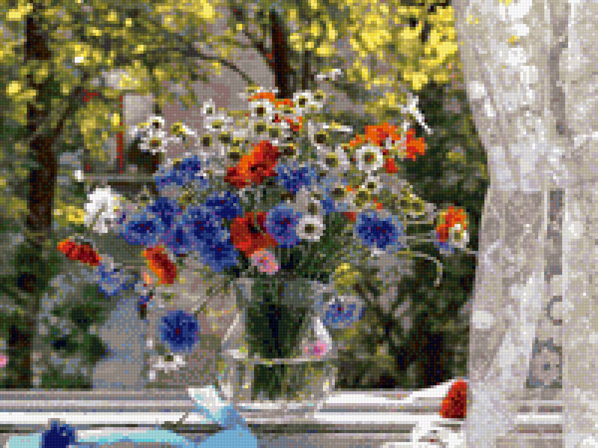 Полевые цветы - ромашки, васильки, маки - предпросмотр