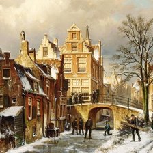 Схема вышивки «город зимой»