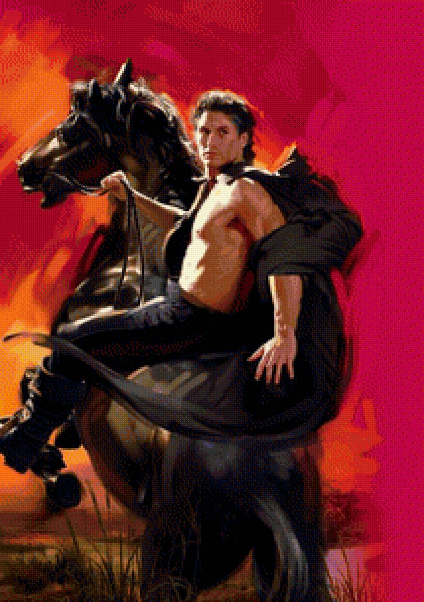 На коне - мужчина конь он - предпросмотр