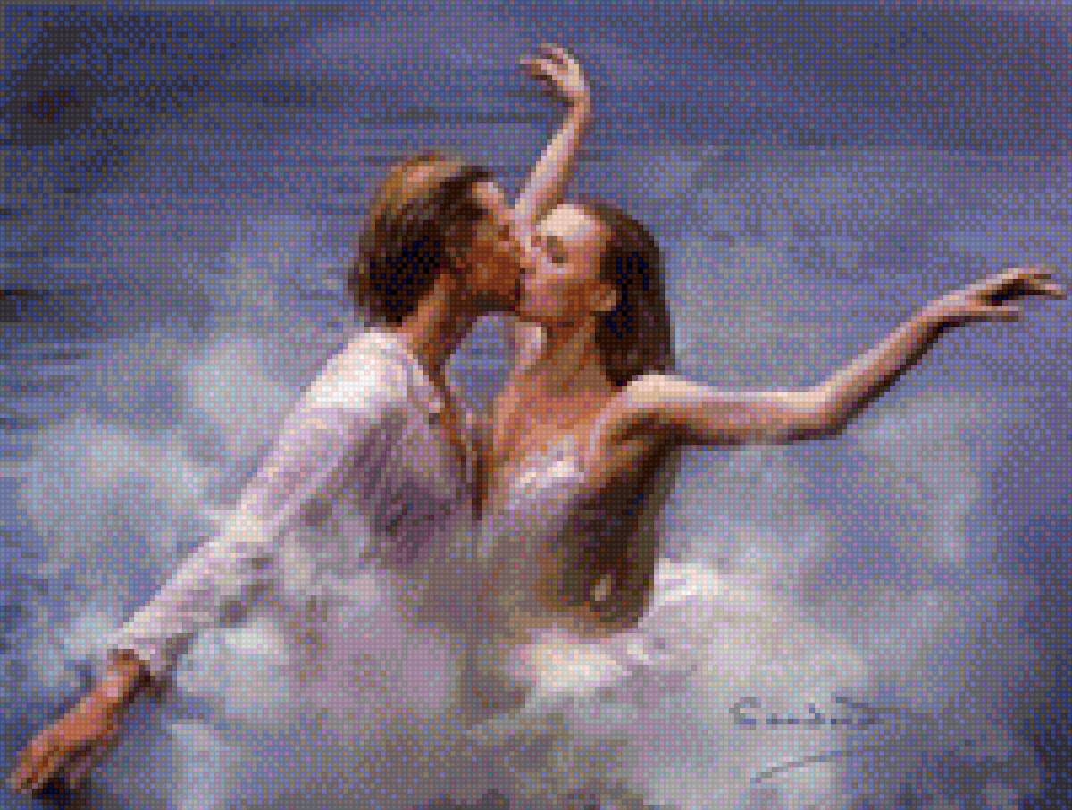 Танец поцелуя - поцелуй, небо, танец - предпросмотр