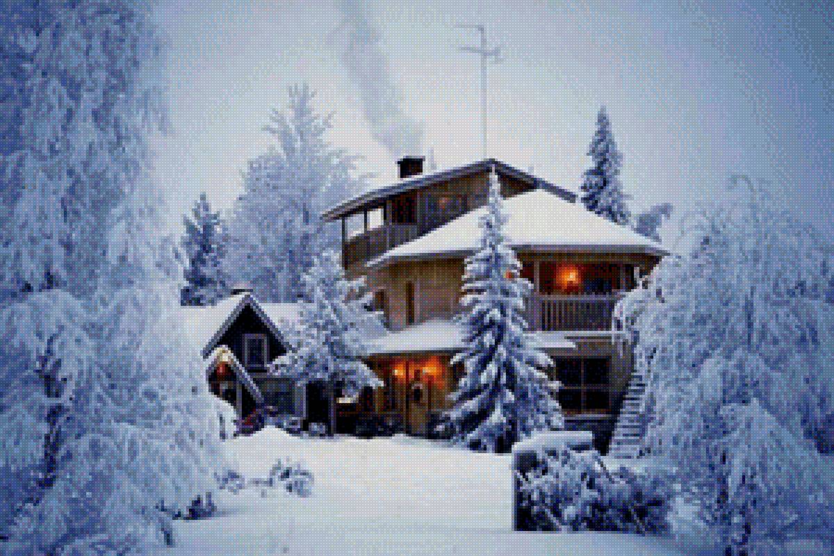 Домик в лесу - зима, зимняя сказка, домик в лесу - предпросмотр