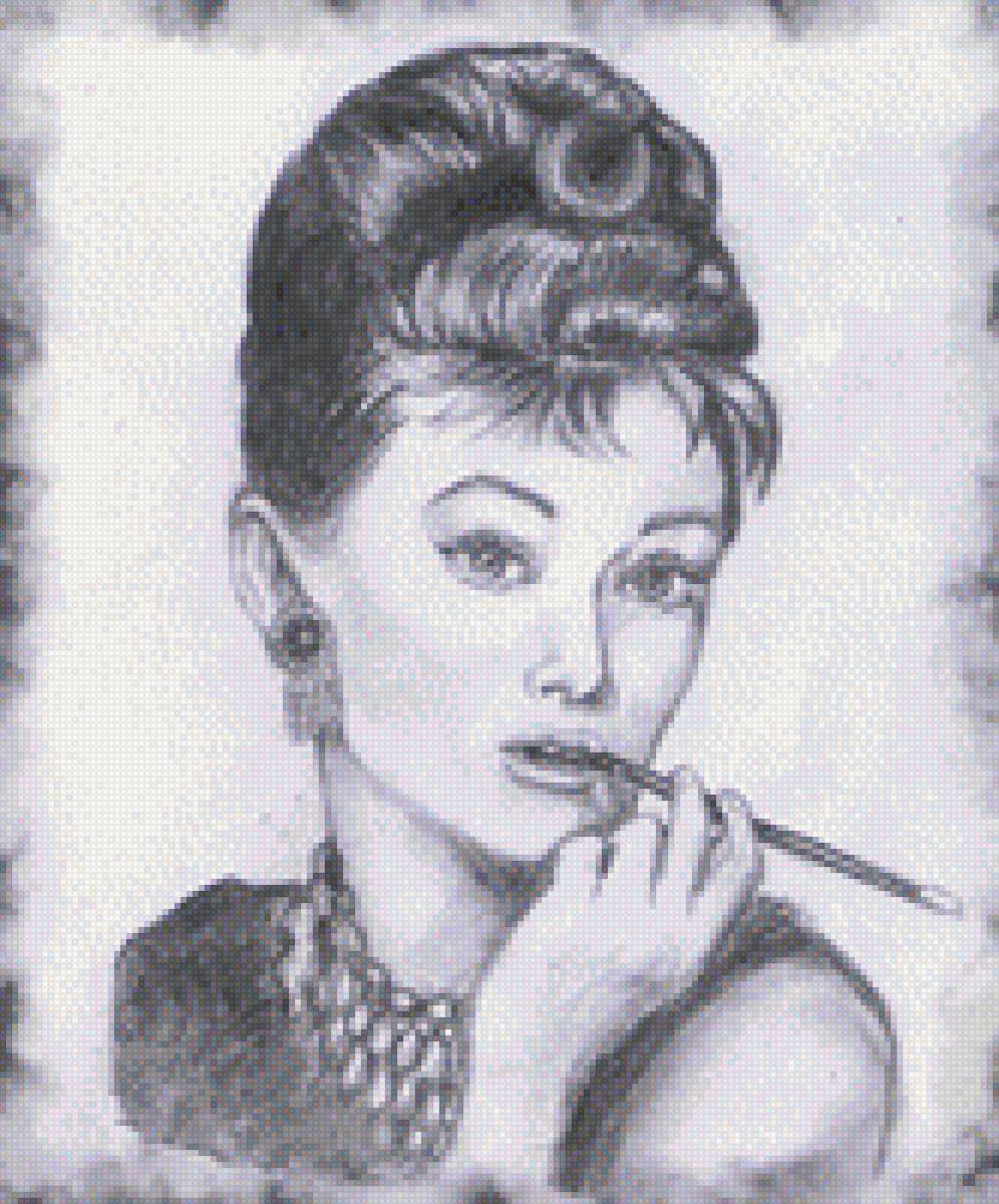 Одри Хепберн - черно-белое, артистка - предпросмотр