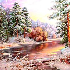 Схема вышивки «зимний лес»