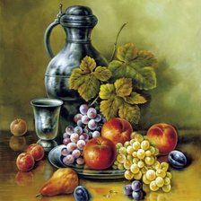 Схема вышивки «натюрморт с виноградом»