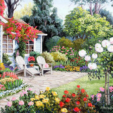 Схема вышивки «Дом в саду»