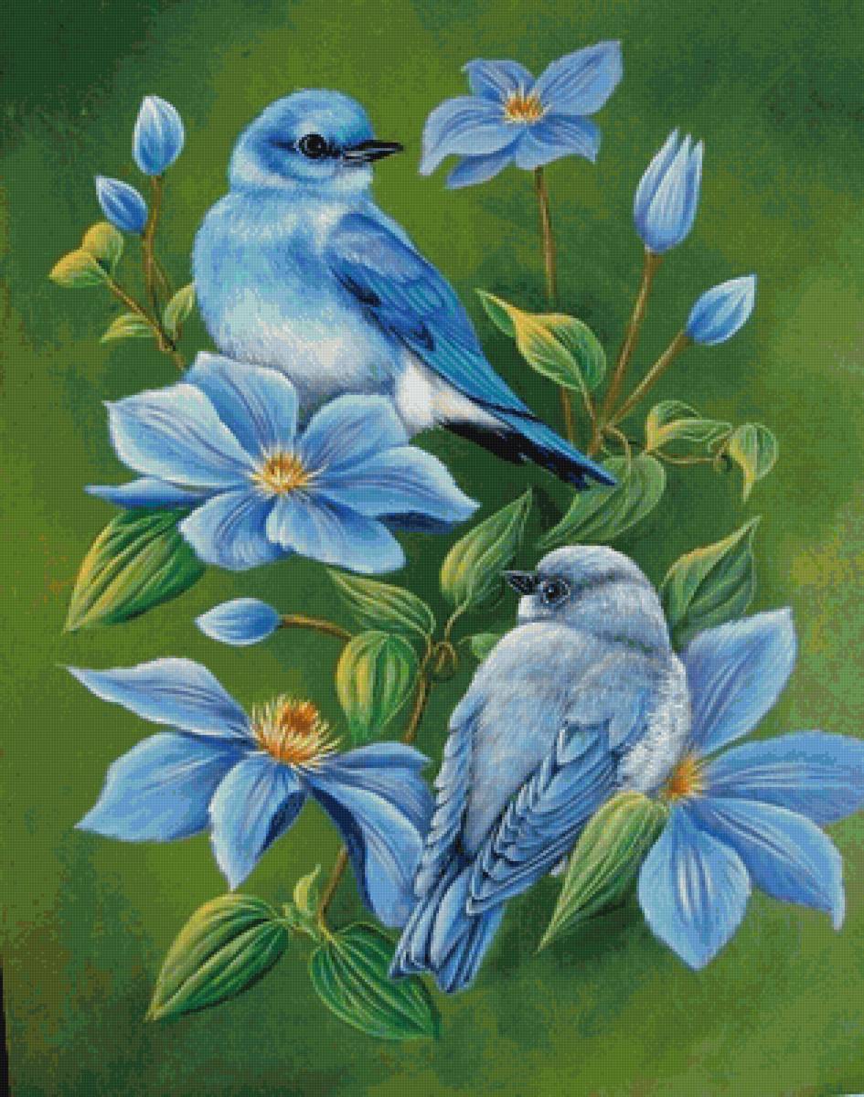 птицы - цветы, природа, птицы, пейзаж - предпросмотр