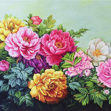 Схема вышивки «пионы»