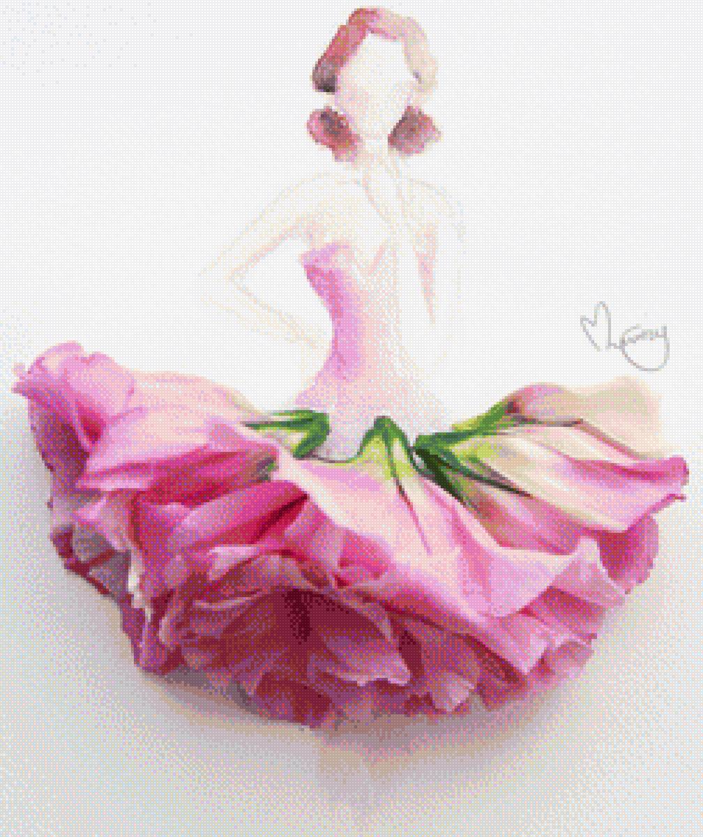 Девушка в платье из роз - платье, розы, девушка - предпросмотр