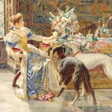 Схема вышивки «дама с собаками»