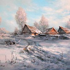 Схема вышивки «деревенский пейзаж»