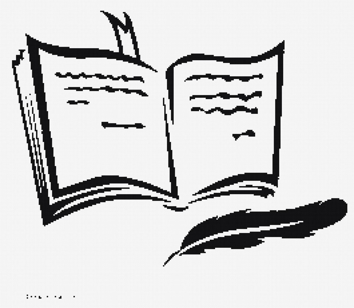 раскрытая книга. монохром - монохром, книга - предпросмотр