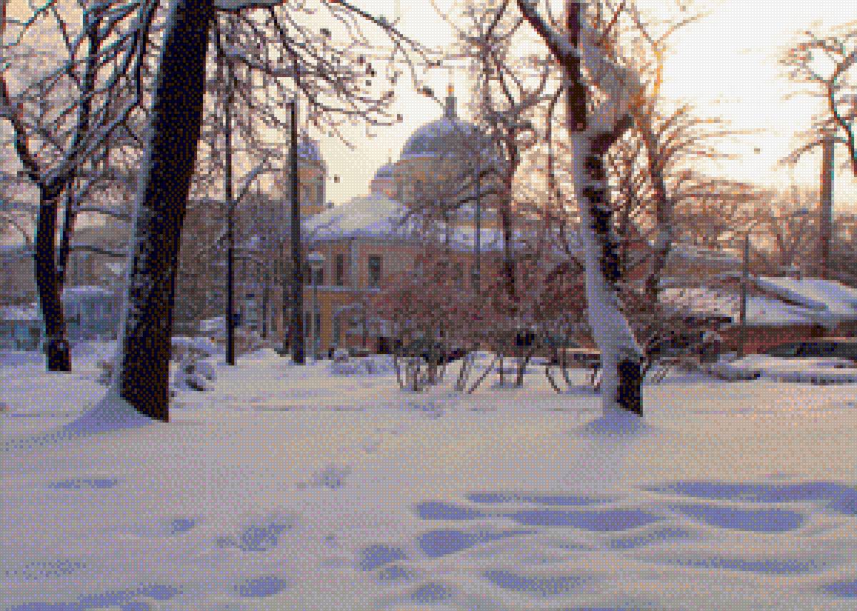 снегири - пейзаж, зима, город - предпросмотр