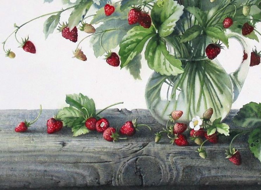 Первая земляника - натюрморт, земляника - оригинал