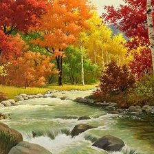 Схема вышивки «ручей в осеннем лесу»