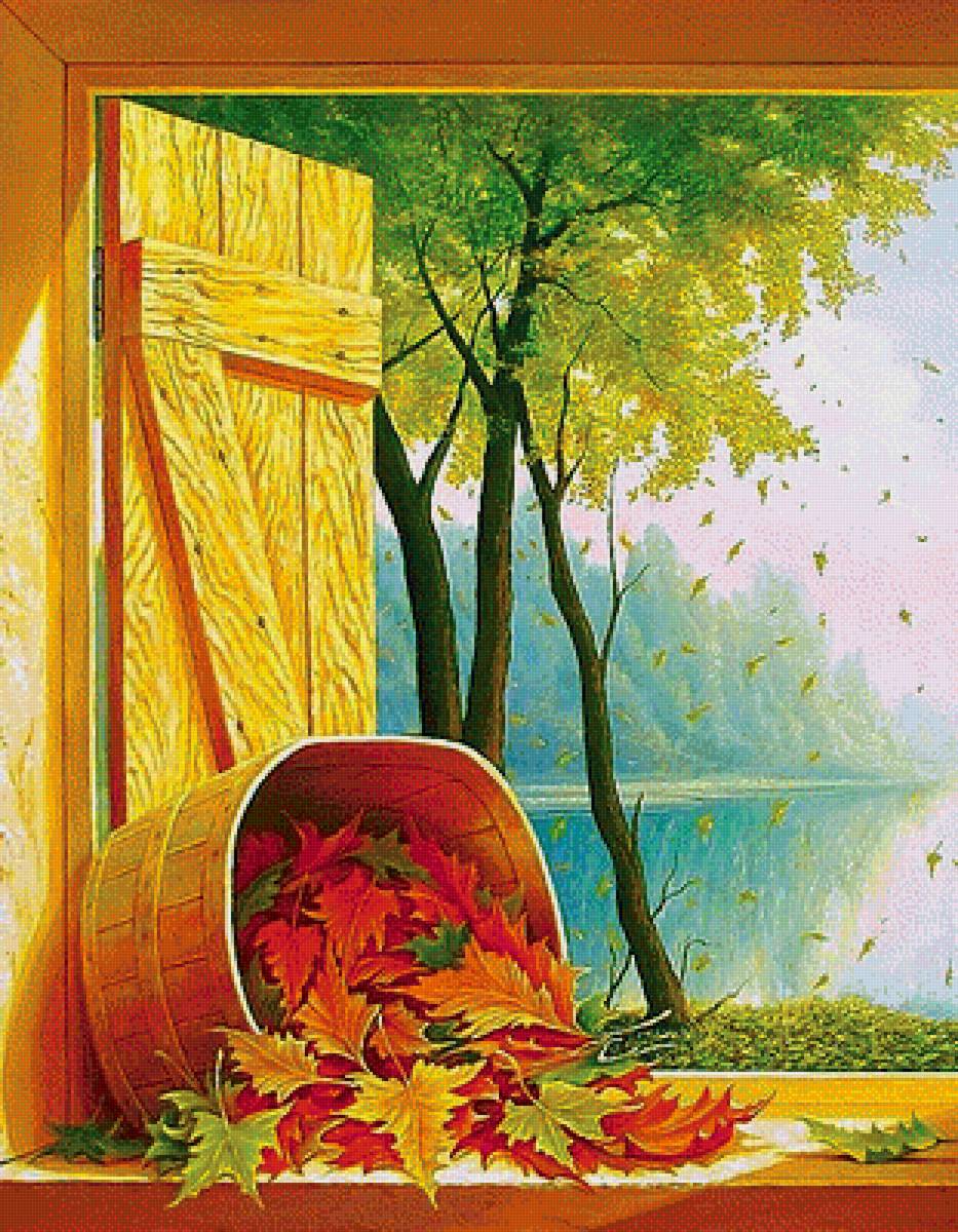 листопад - природа, пейзаж, осень, картина - предпросмотр