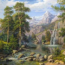 Схема вышивки «горный пейзаж»