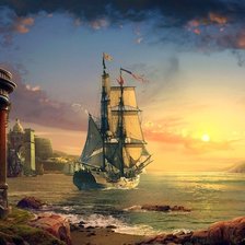 Схема вышивки «вечерний закат на море»