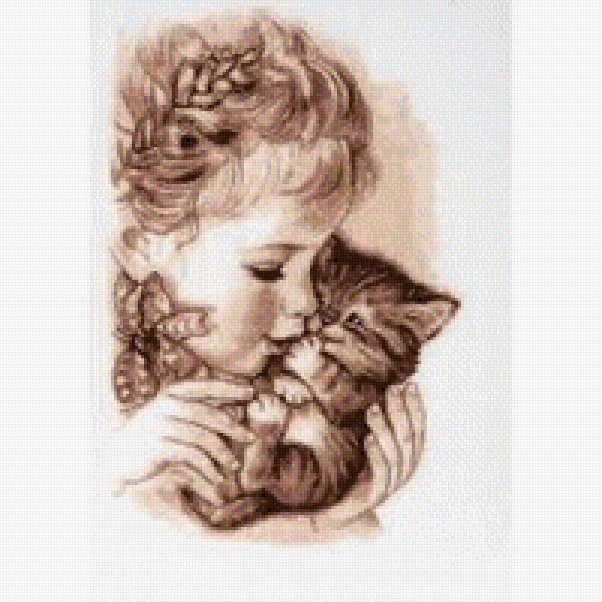 Девочка с котенком - ребенок, девочка, котенок - предпросмотр