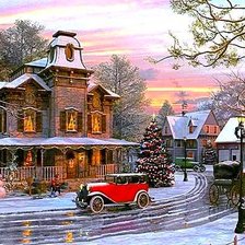 Схема вышивки «в зимнем городе»