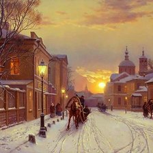 Схема вышивки «зимняя улица»