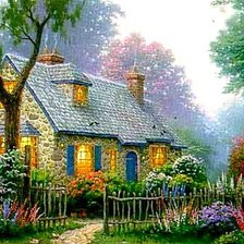 Схема вышивки «дом в цветах»