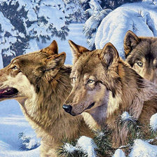 Схема вышивки «волки»