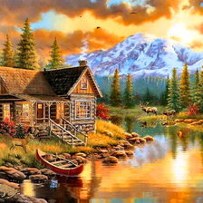 Схема вышивки «охотничий домик»