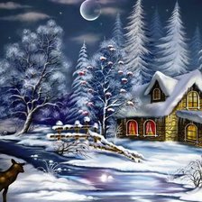 Схема вышивки «зимний вечер»