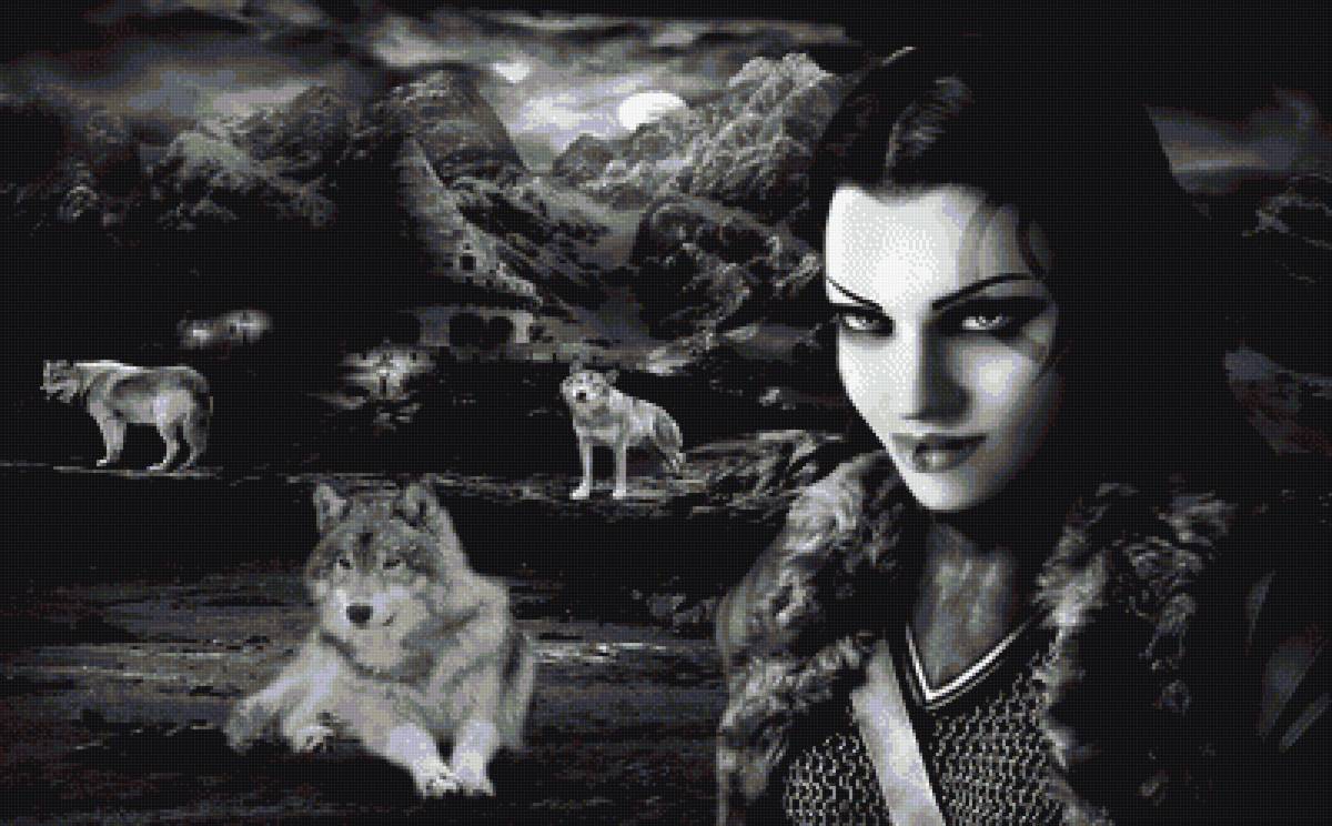 Девушка с волками - люди, девушка, животные, волки - предпросмотр