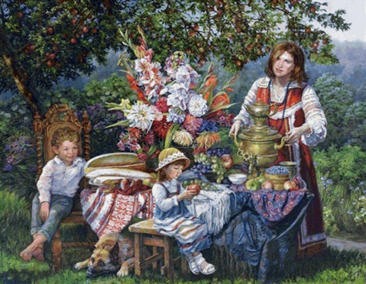 Лето на даче - природа, дети, фрукты, цветы, лето - предпросмотр