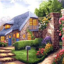 Схема вышивки «domček,záhrada»
