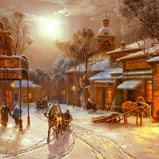 Схема вышивки «зимняя улица»