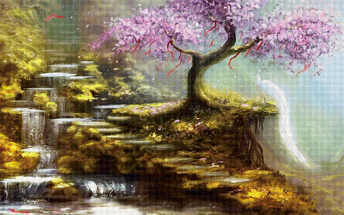 Сакура и ручей - сакура и ручей - предпросмотр