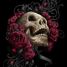 Схема вышивки «Череп и розы»