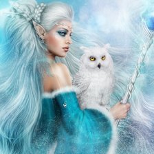 Схема вышивки «Эльфийка и сова»