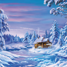 Схема вышивки «зимний дом 6»