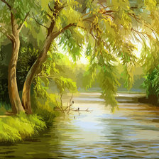 Схема вышивки «Ива над водой»