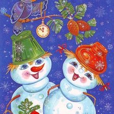 Схема вышивки «веселые снеговики»