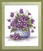 Схема вышивки «фиалочки в вазе»