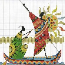 Схема вышивки «Двое в лодке»