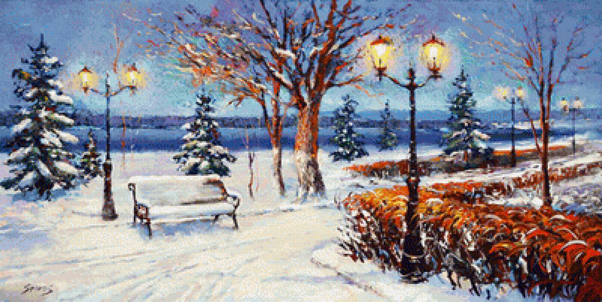 зима - парк, зима, пейзаж, природа - предпросмотр