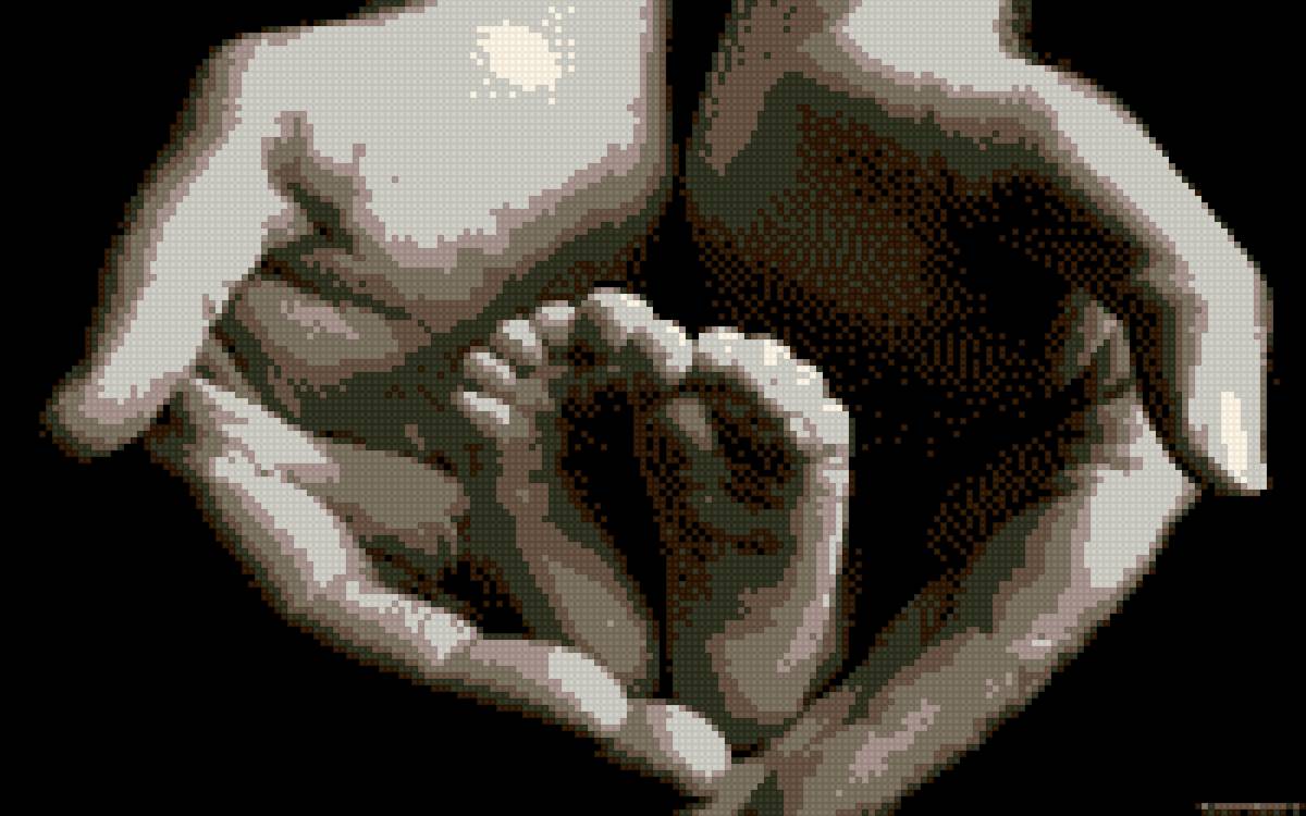 Ножки младенца в ладонях - ладони, младенец, ножки - предпросмотр