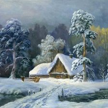 Схема вышивки «Зимний день по картине С.Побытова»