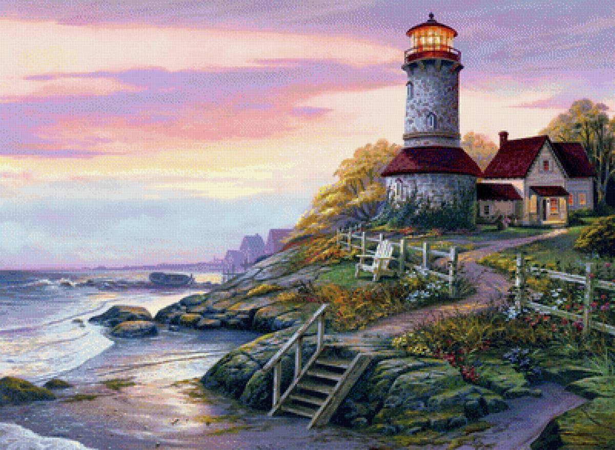 Маяк - море, пейзаж - предпросмотр