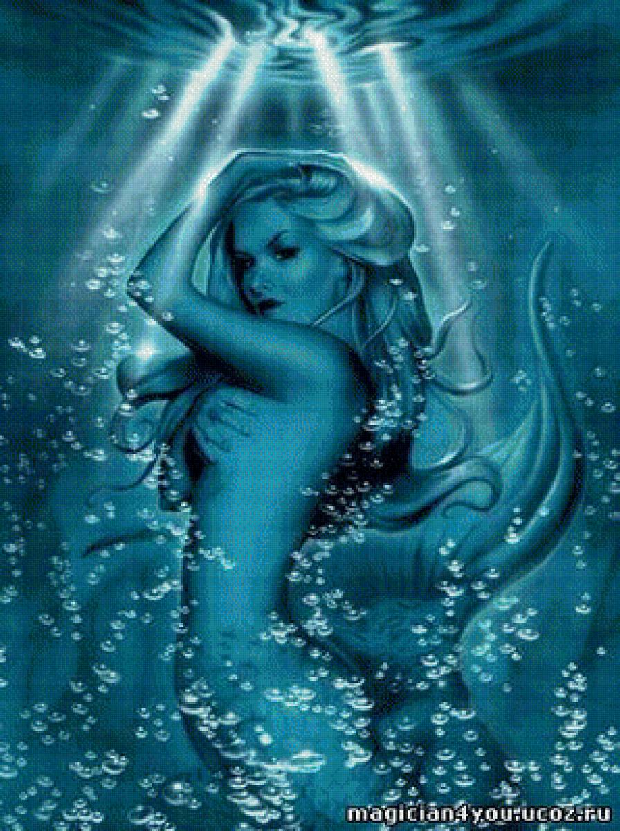 Под водой - девушка, русалка, вода - предпросмотр