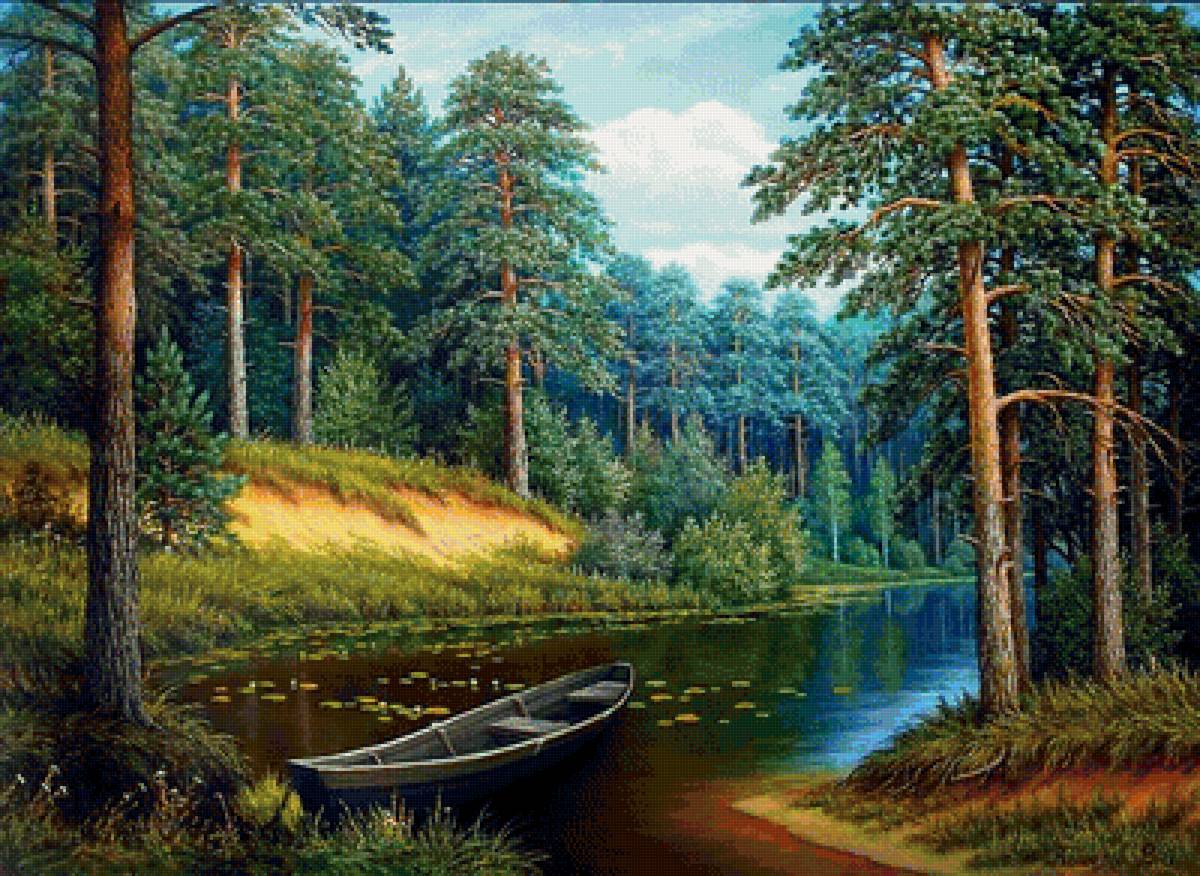 сосны на берегу - сосны, лето, природа, пейзаж - предпросмотр