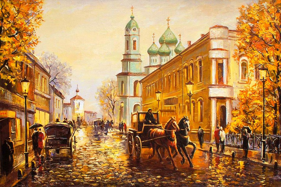 осенняя провинция - живопись, природа, осень, картина - оригинал