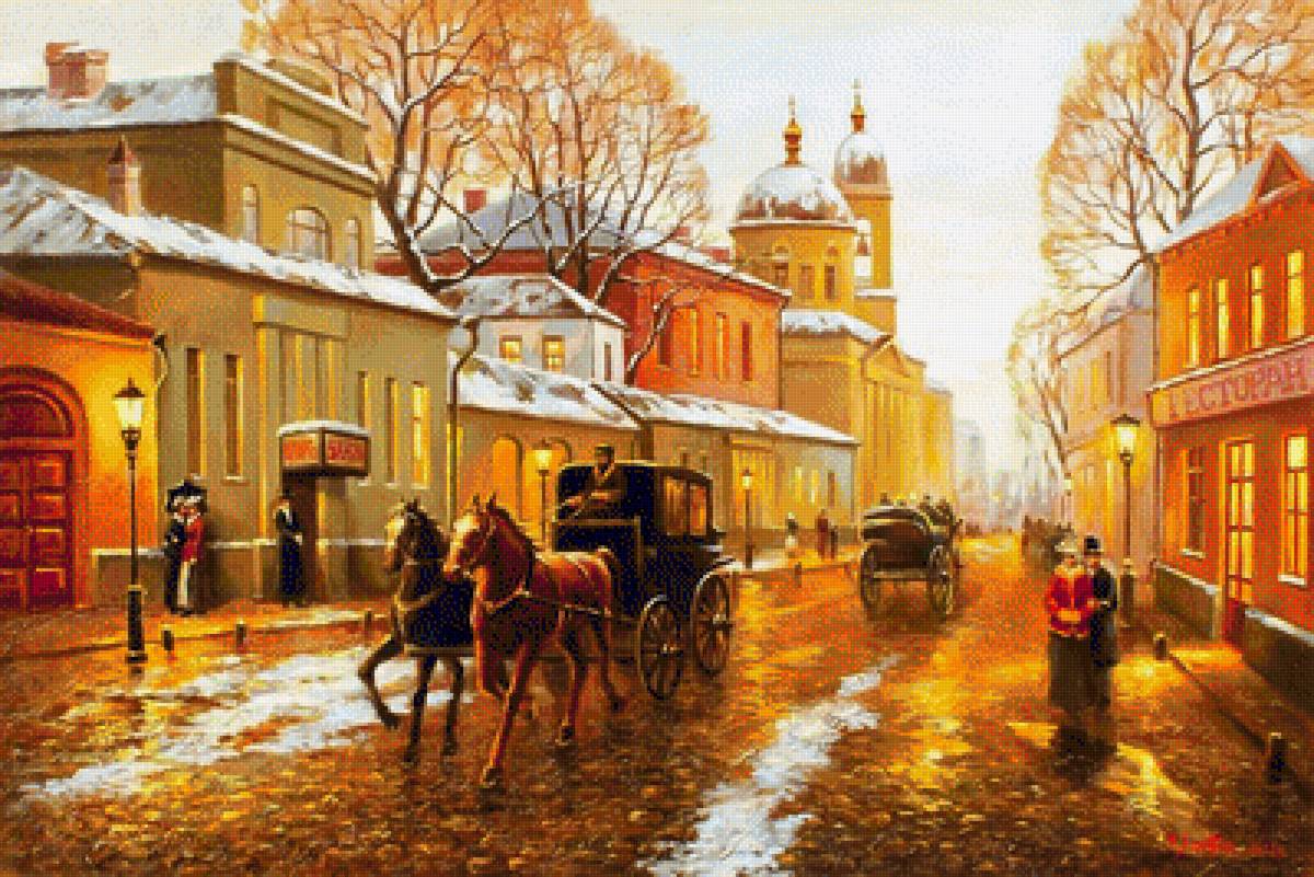 провинциальная улочка - картина, живопись, улица, пейзаж - предпросмотр