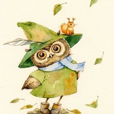Схема вышивки «Совушка в шляпе»