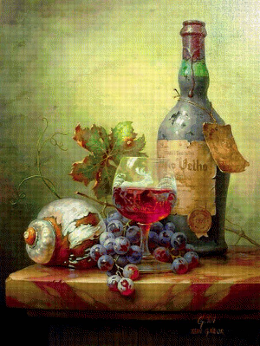 Натюрморт - виноград, вино, натюрморт - предпросмотр